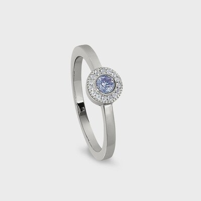 SS Simulated Light Amethyst & Diam Ring