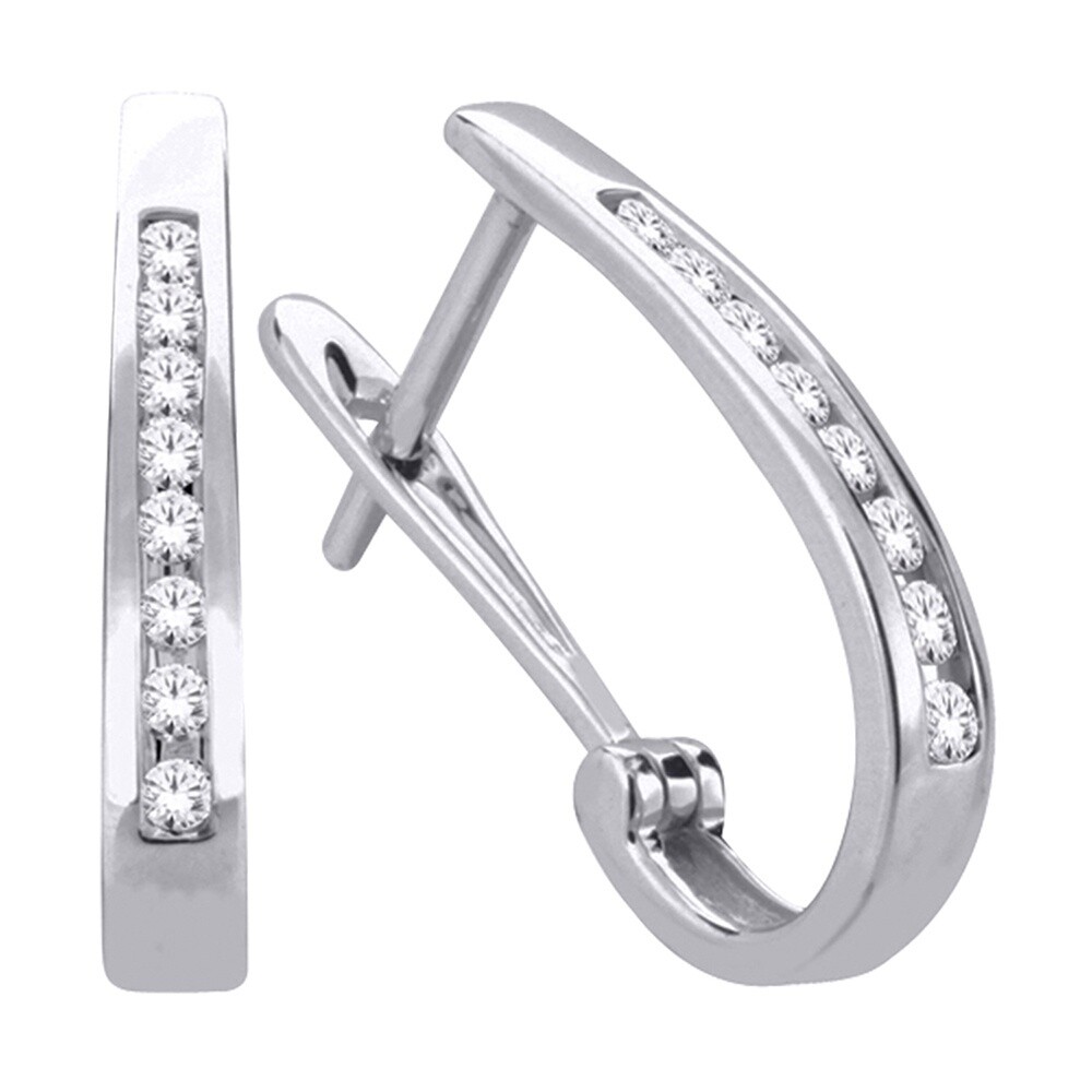 10K WG 0.10CT Diamond Hoop Earrings