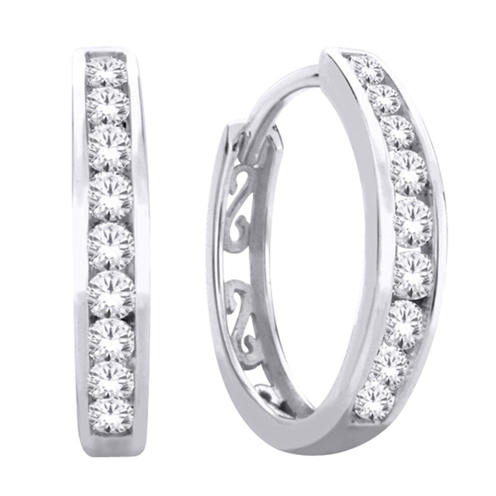 10K WG 0.10CT Diamond Hoop Earring