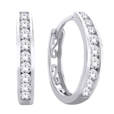 10K WG 0.10CT Diamond Hoop Earring