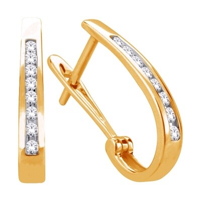 10K YG 0.50ctw Diamond  Elongated Hoop Earrings