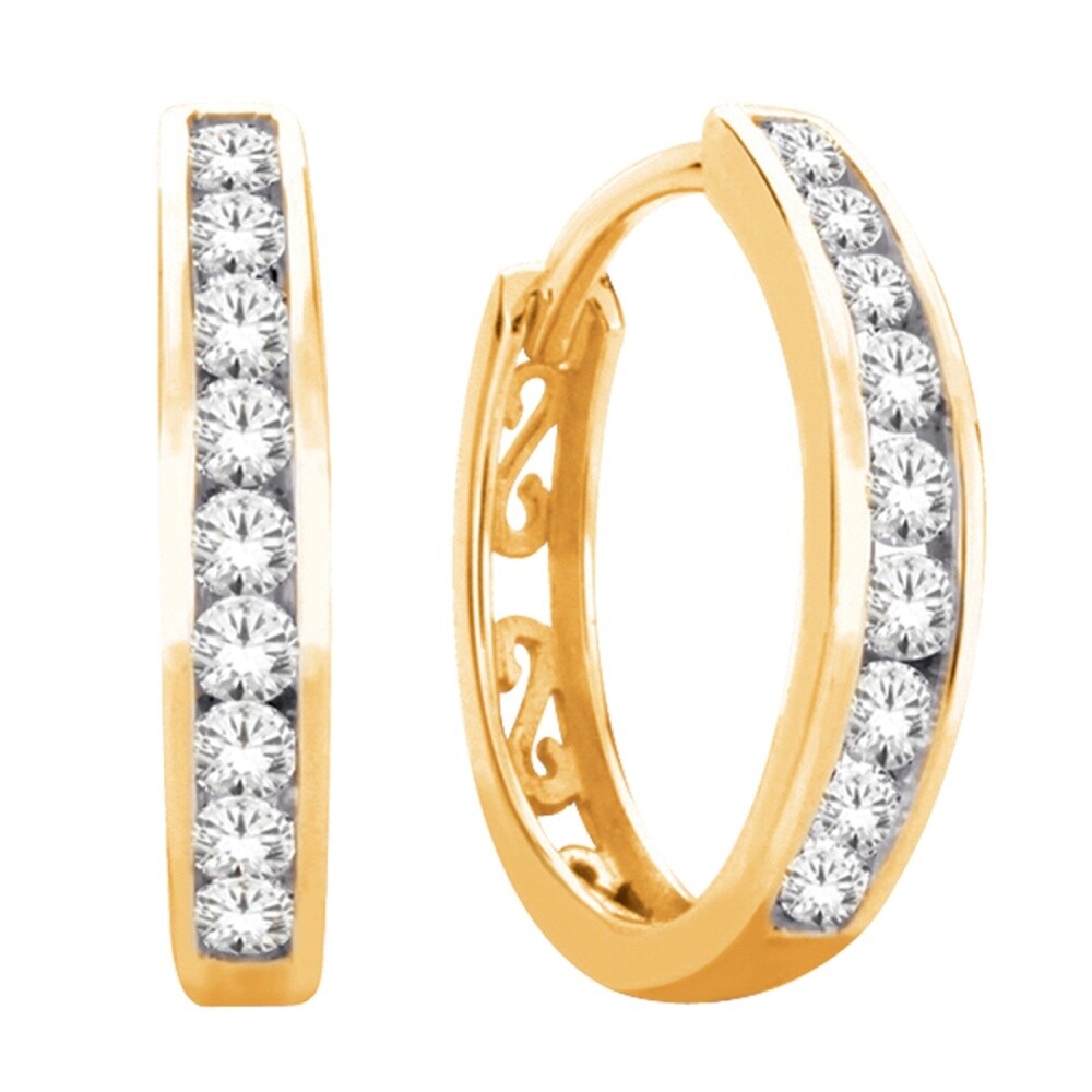 10K YG 0.15CT Diamond Hoop Earring