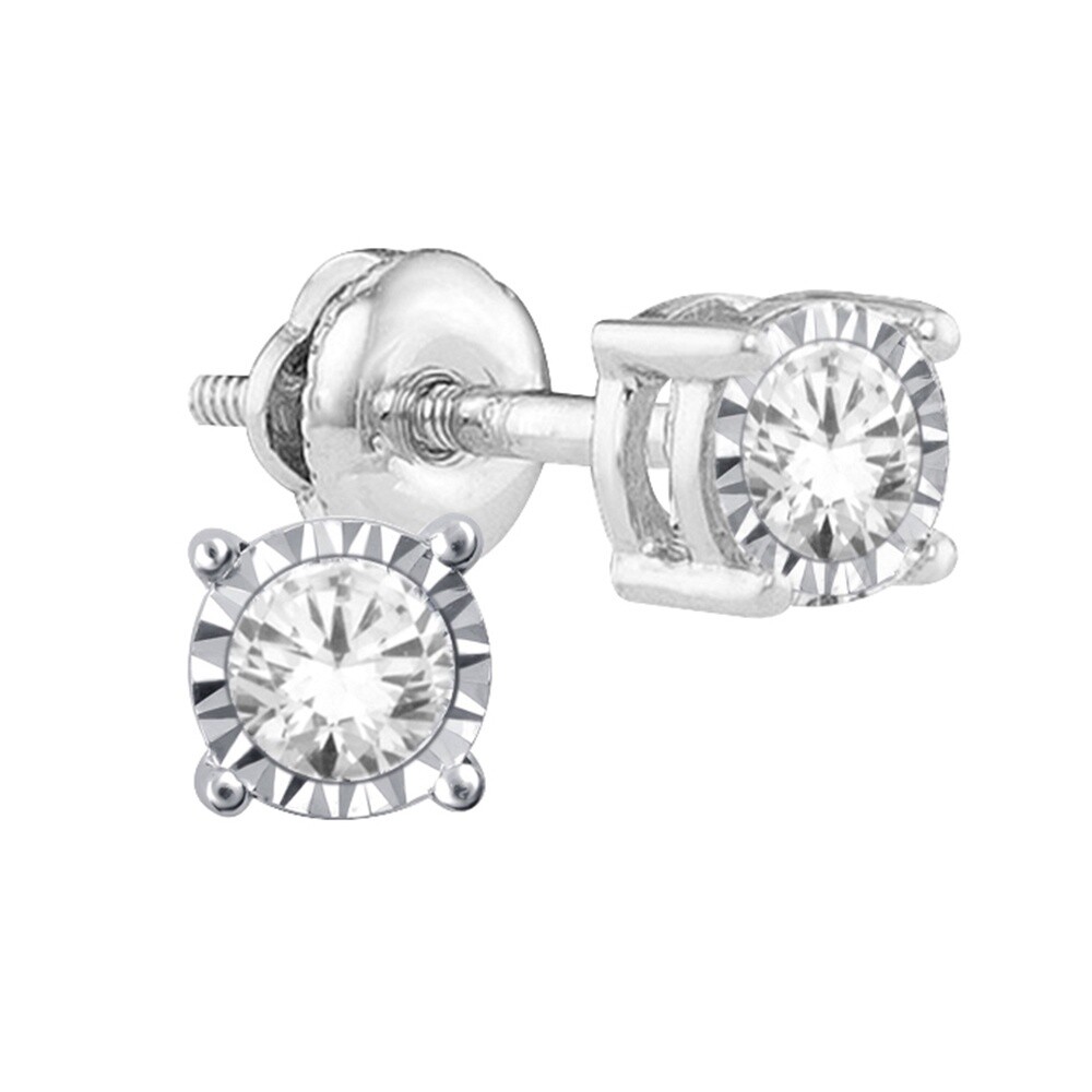 10K WG 0.10CT Diamond Round Stud Earring