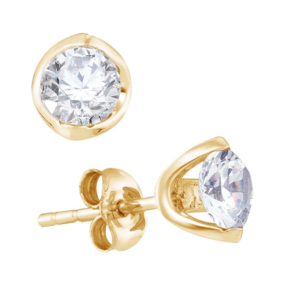 14K YG 0.15CT Diamond Round Stud Earring
