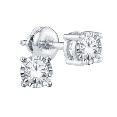 10K WG 0.15CT Diamond Round Stud Earring