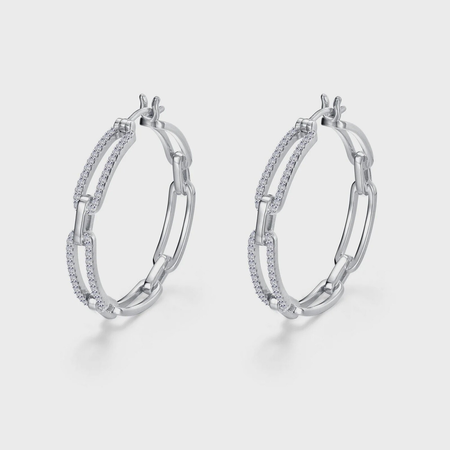 SS PT 1.0CTW Sim Dia Paperclip Hoops
