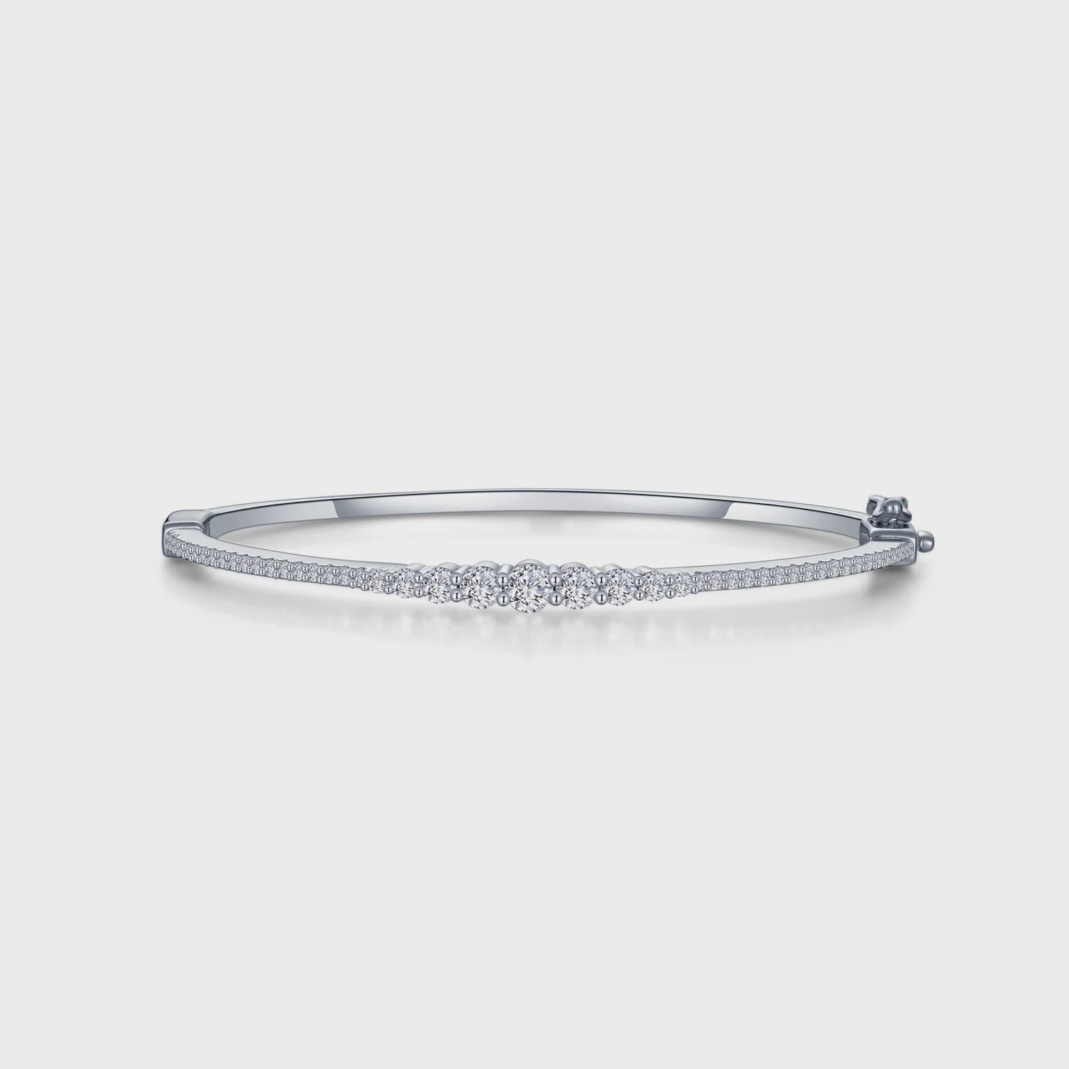 SS PT 1.54CTW Sim Dia Graduated Bangle 7.25&quot;