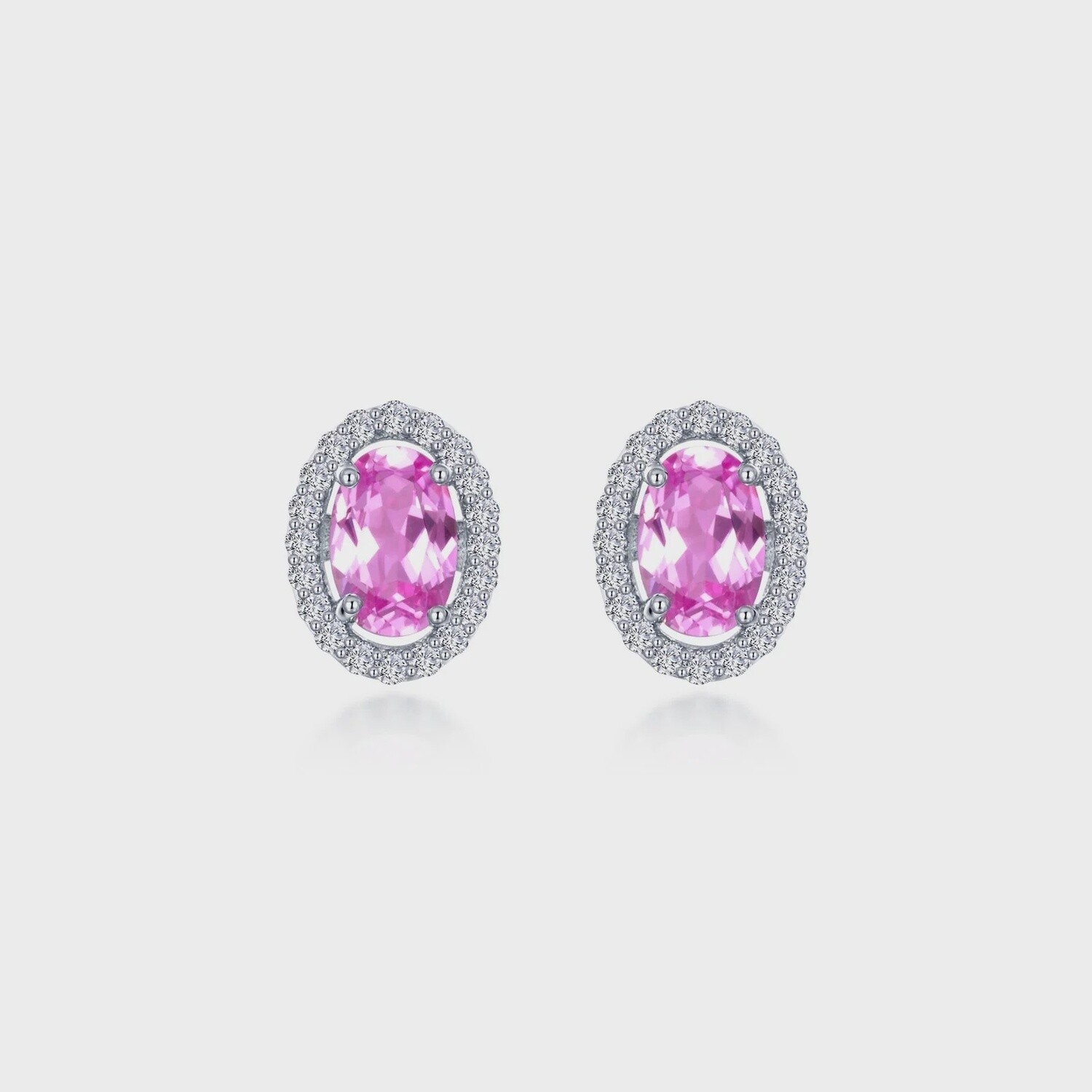 SS PT 1.26ctw Sim Dia Lab Amethyst Sapphire Halo Oval Studs