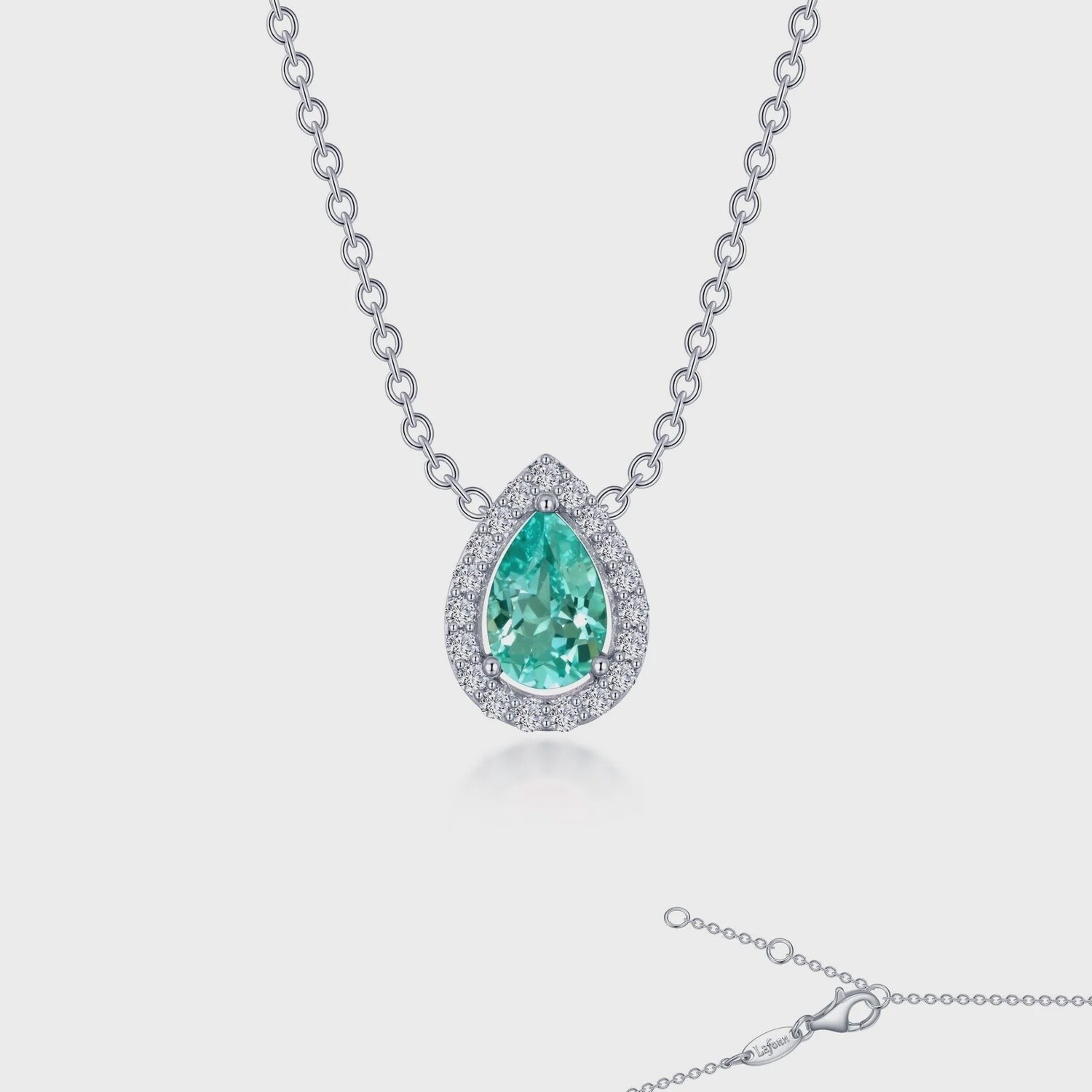 SS PT LAB GREEN SAPPHIRE 0.58CTW HALE PEAR  18"