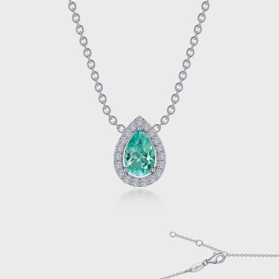 SS PT LAB GREEN SAPPHIRE 0.58CTW HALE PEAR  18"