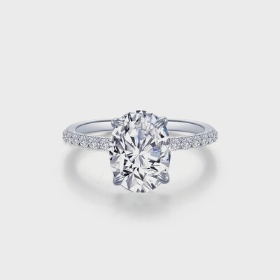 SS PT 3.0ctw Sim Dia Oval Center Pave Size 7