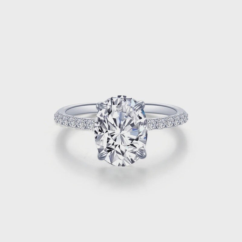 SS PT 3.0ctw Sim Dia Oval Center Pave Size 7
