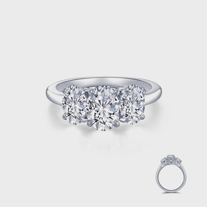 SS PT 2.73ctw Sim Dia 3 Oval Stone