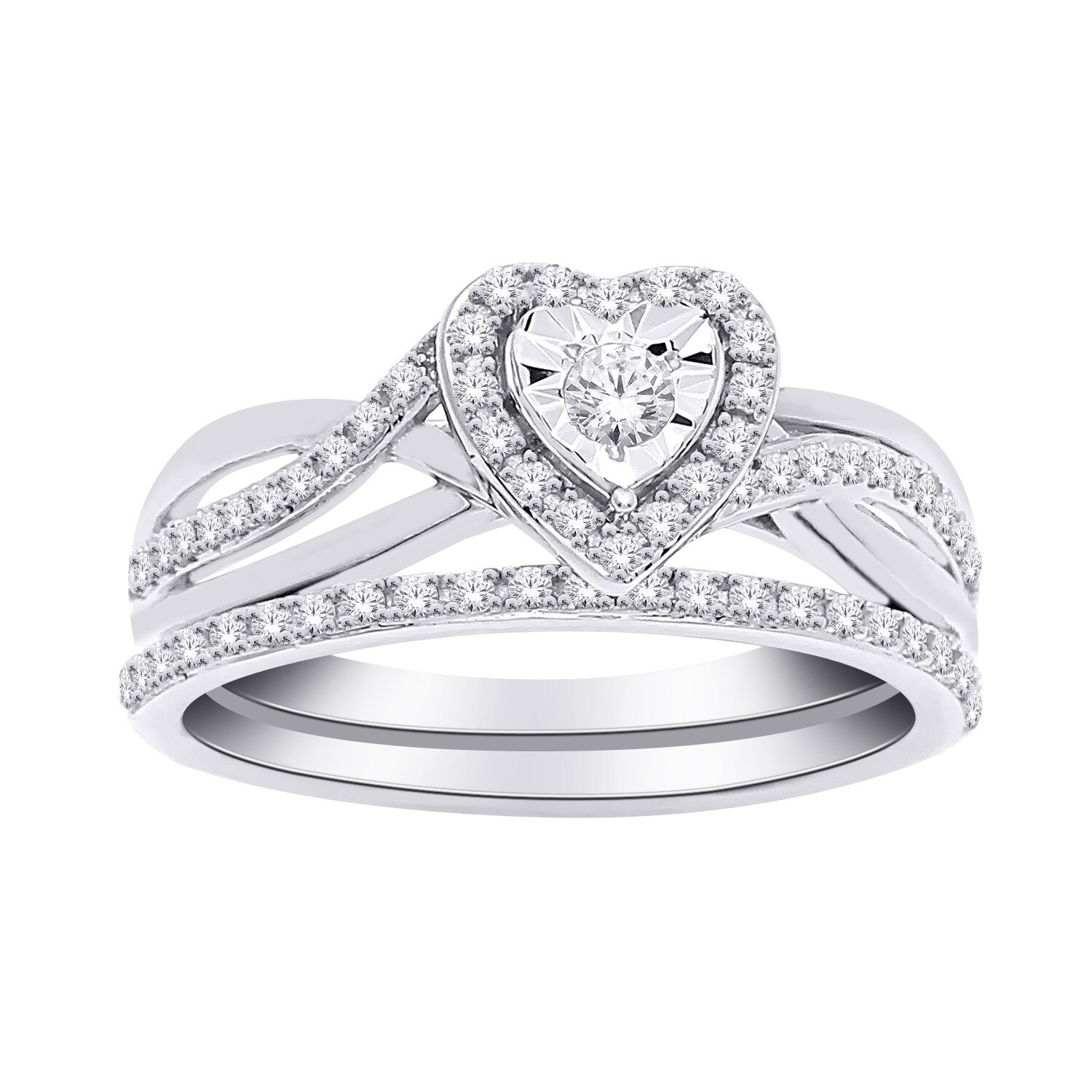 10K  WG 0.30CT Dia Bridal Set Sz 6.5