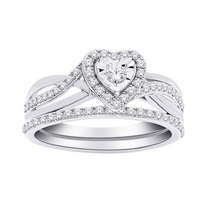10K  WG 0.30CT Dia Bridal Set Sz 6.5