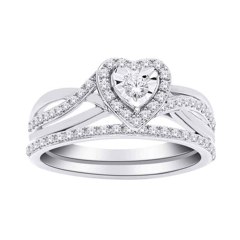 10K  WG 0.30CT Dia Bridal Set Sz 6.5