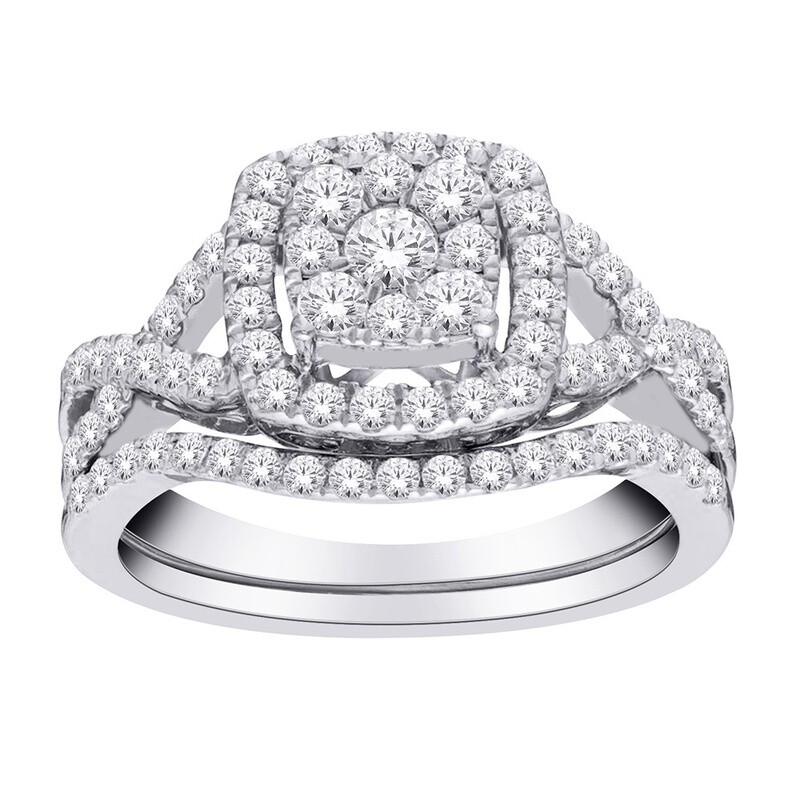 14K 1.00WG Dia Bridal Set Sz 6.5