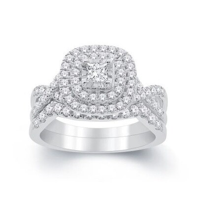 WG 14K 1.00cttw Diamond Bridal Set Sz 6