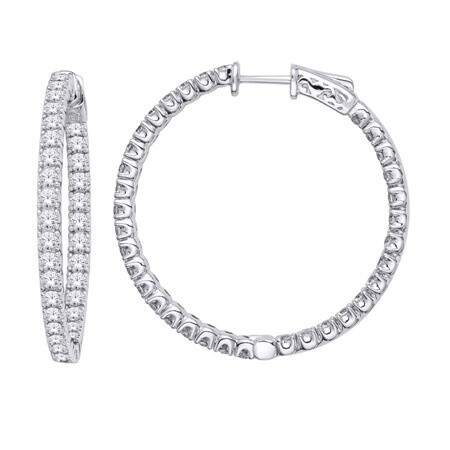 14K WG 2.0CT Diamond Hoop Earring