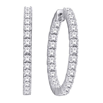 14K WG 5.00CT Diamond Hoop Earrings