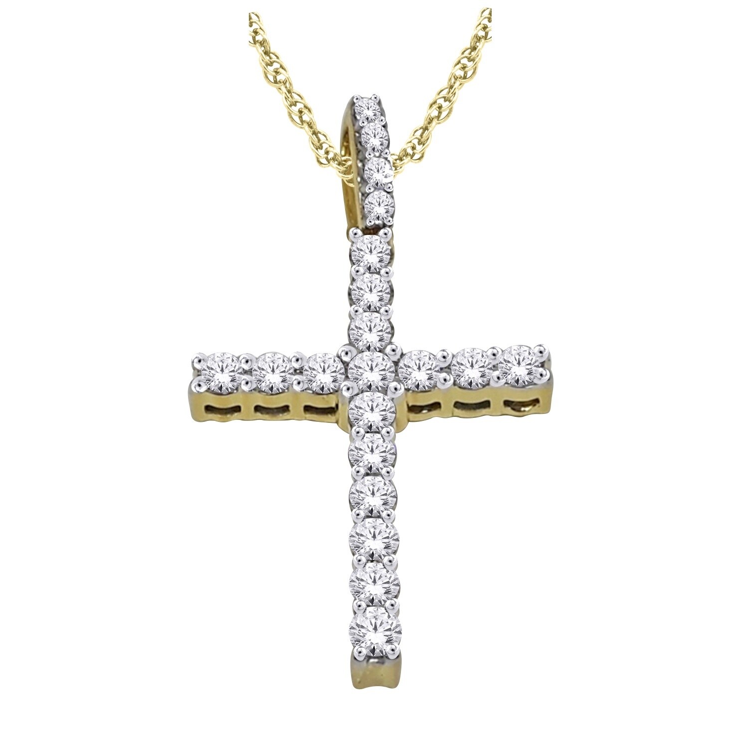 14K RG 1.0CT Diamond Cross Pendant