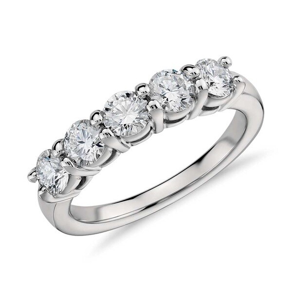 14K WG 0.50ct Diamond 5 Stone Ring Sz 6.5