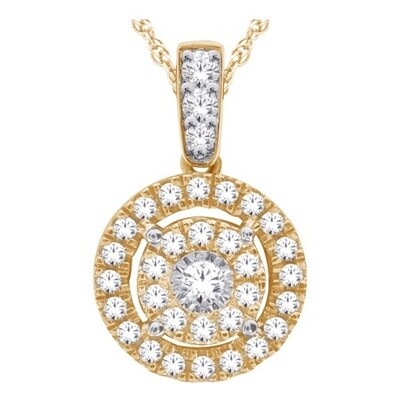10K YG 0.38ct Diamond Round Pendant