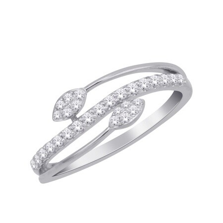 14K WG 0.25ct Diamond Leaf Ring Sz 7