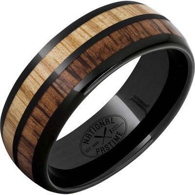 Blk Dia Ceramic Dome Ring Hickory & White Ash