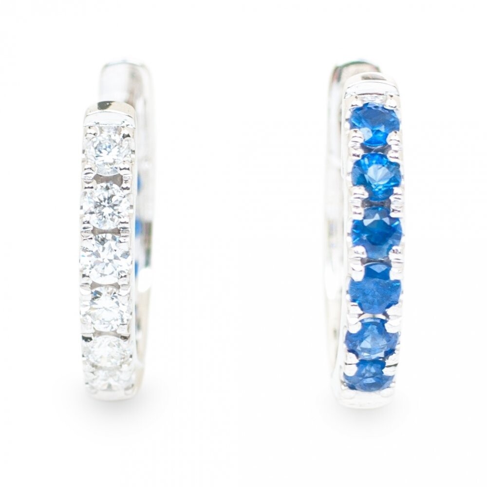 14k WG Reversable .25ct Sapphire & .20ct Dia Huggies