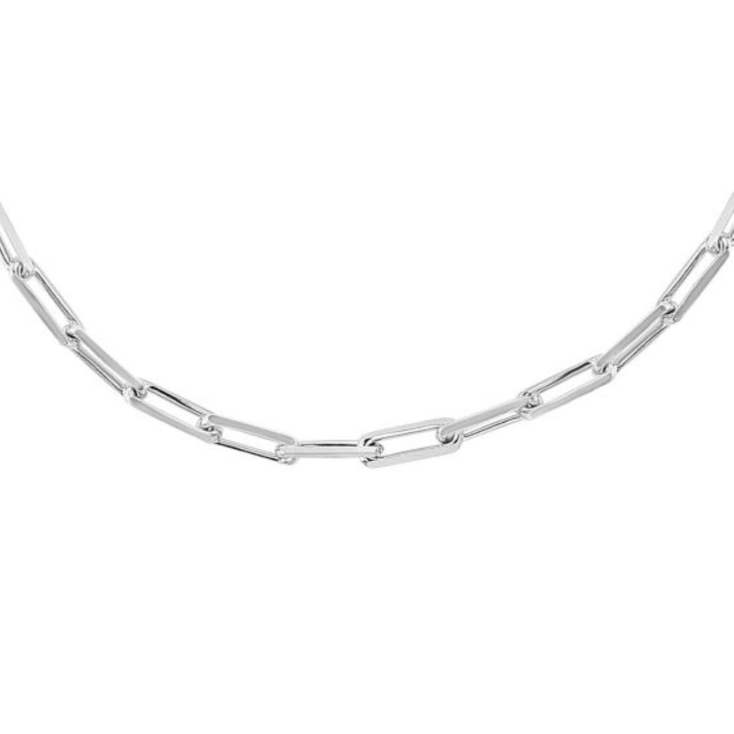 Silver 3mm Paperclip Chain with Lobster Clasp, Chain Length: 18