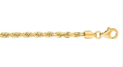 10ky 3mm DC Royal Rope Chain with Pear Shaped Lobster