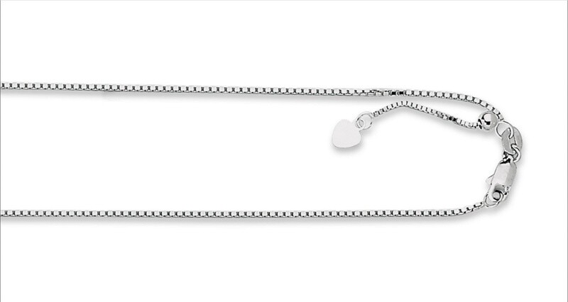 14k WG 1.1mm Adjustable Box Chain 22"