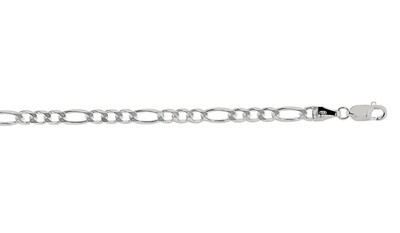Silver Rhd Fin 3.8mm Flat Figaro Chain Lobster Clasp