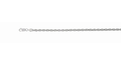 Silver Rhd Fin 3.6MM Rope Dia Cut Chain Lobster Clasp