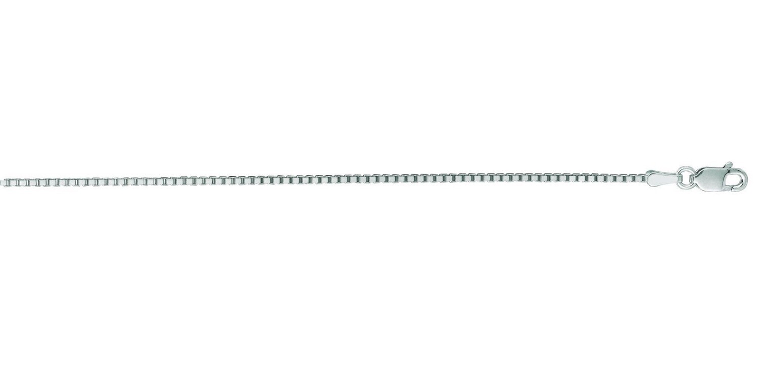 14K WG 1.1mm Box Chain, Chain Length: 18 Inch
