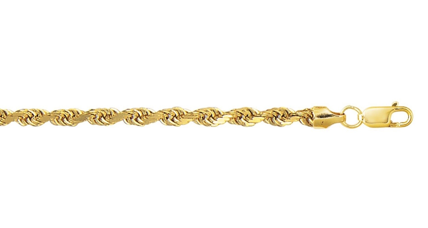 10ky 4mm DC Lite Rope Chain with Lobster Clasp, Chain Length: 20 Inch