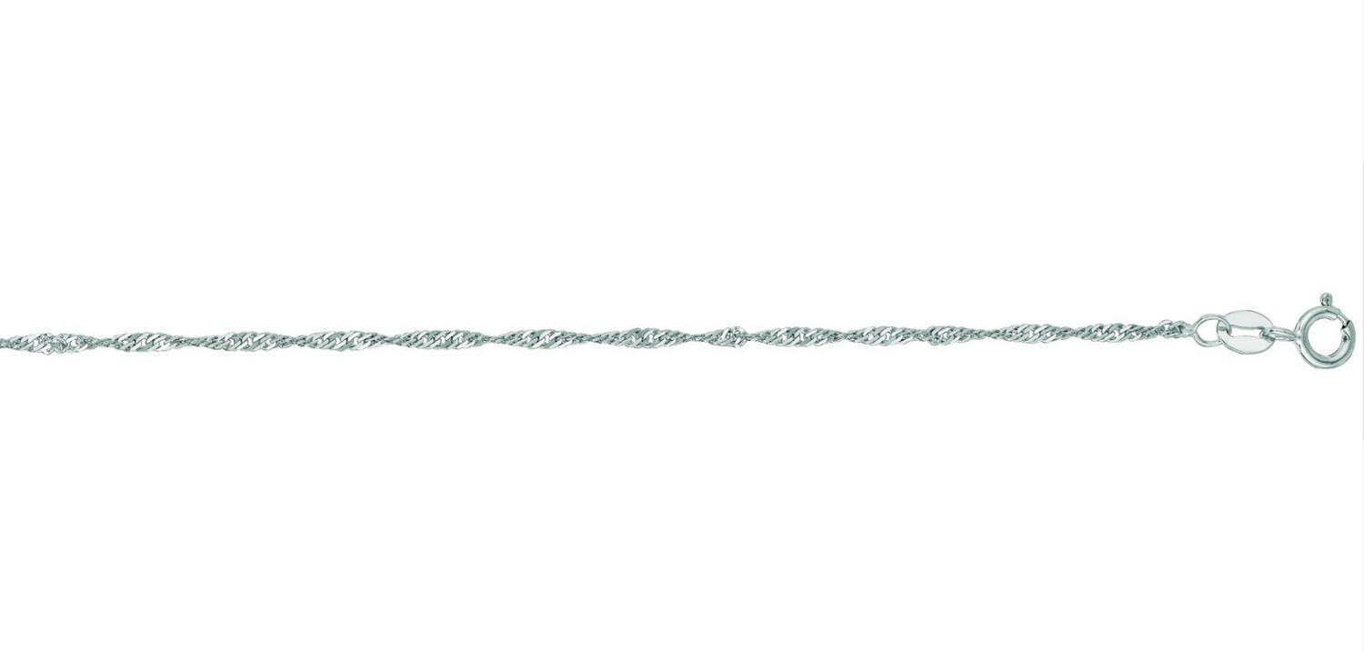 14k WG 1.3mm Singapore Chain Anklet 10"