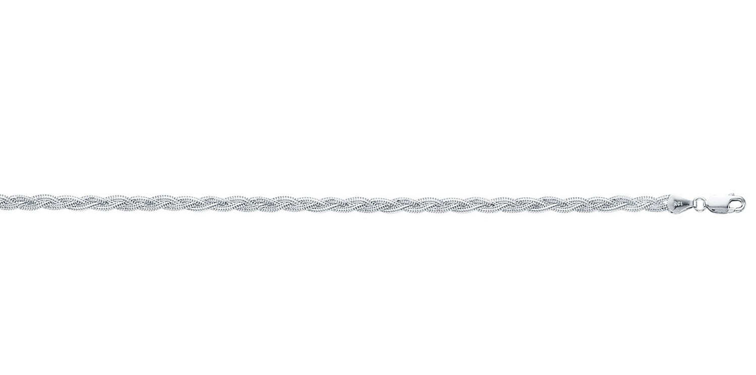 14k WG 3.5mm Braided Fox Chain 10"