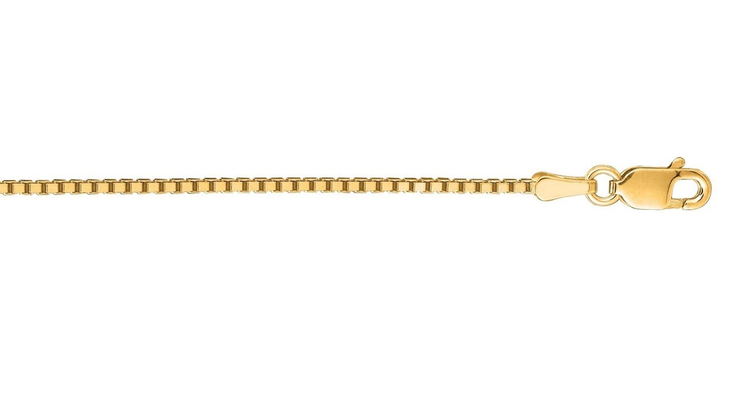 14k YG 1.1mm Classic Box Chain, Chain Length: 18