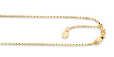 14k YG 1.1mm Adjustable Box Chain 22"