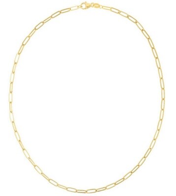 14k YG 3.5mm Paperclip Chain, Chain Length: 18 Inch