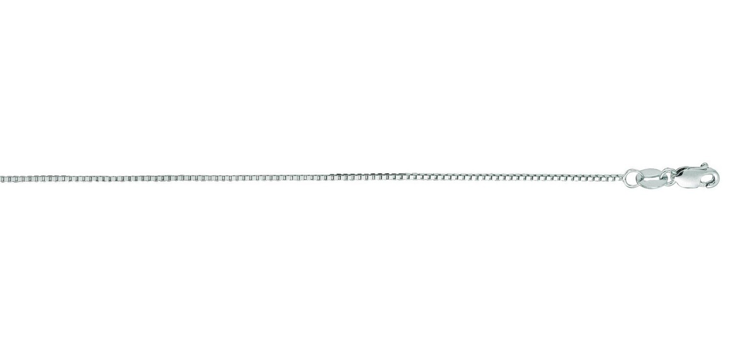 14kw 0.75mm Classic Box Chain with Lobster Clasp, Chain Length: 18 Inch