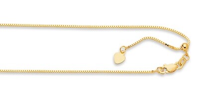14ky 0.85mm Adjustable Box Chain with Lobster Clasp