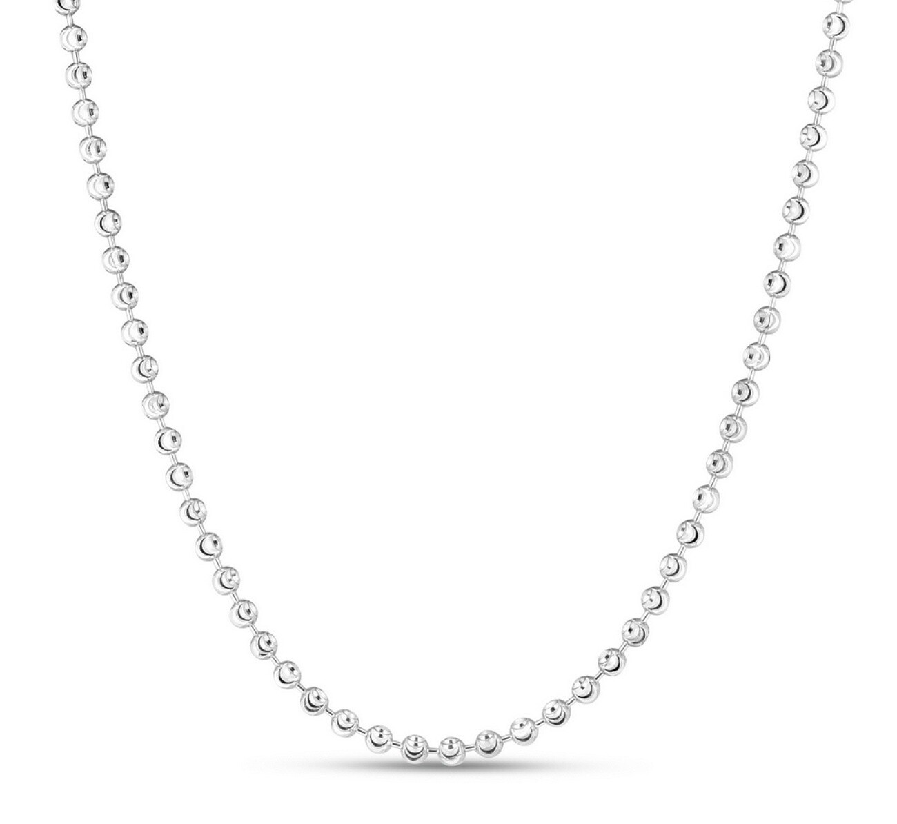 Moon Cut Silver Rhd 3mm DC Chain-Lobster Clasp, Chain Length: 18 Inch