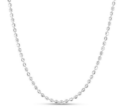 Moon Cut Silver Rhd 3mm DC Chain-Lobster Clasp, Chain Length: 18 Inch