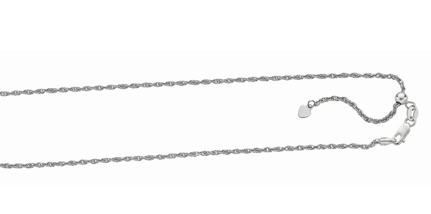Silver 22in Rhd Fin 1.5mm Adjustable Rope chain