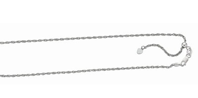 Silver 22in Rhd Fin 1.5mm Adjustable Rope chain