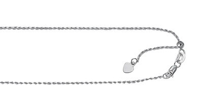 Silver 1.0mm Adjustable Rope Chain