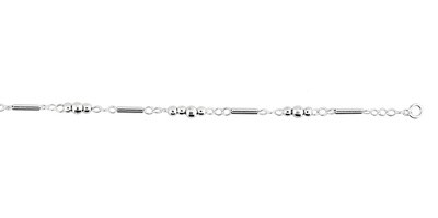 Silver Triple Bead Station and Bar Anklet